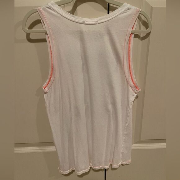 Sundry Take A Trip White Ombre Riviera Razor Back Tank Top with Orange Border - Picture 5 of 8